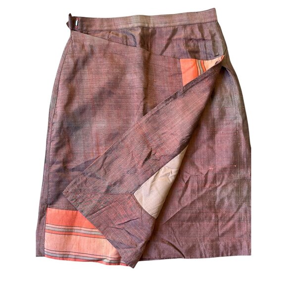 Y2K ARC Skirt Womens JR 5/6 Brown Orange Knee Length Mod Artsy Indie Boho - Picture 2 of 9